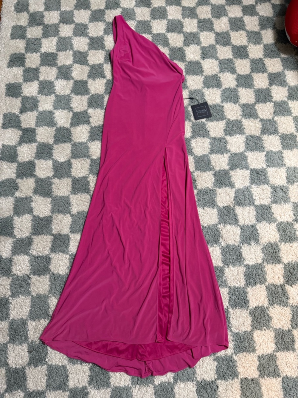 MAC DUGGAL Ieena NWT Maxi Gown Jersey One Shoulder Draped Back New Barbie Event - Picture 5 of 15